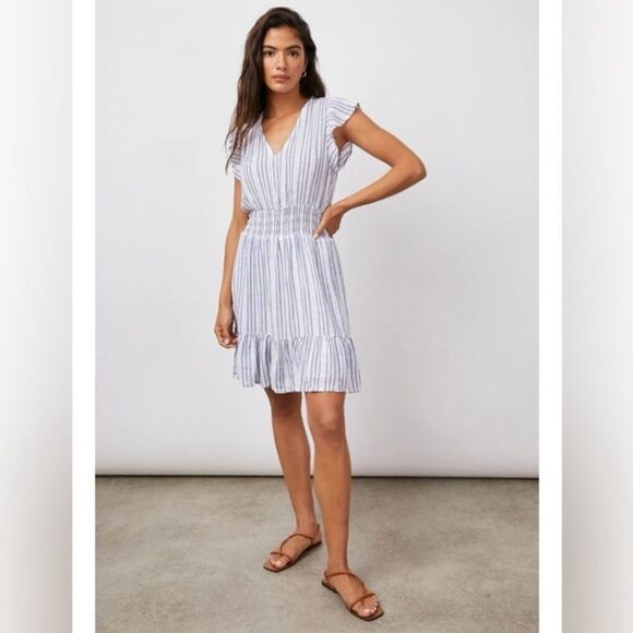 Rails Tara Smocked Striped Dress - Light Blue & White - Picture 1 of 8